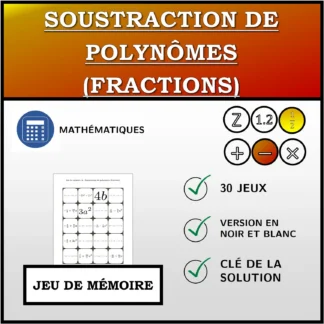 Jeu de mémoire: Soustraction de polynômes (fractions)