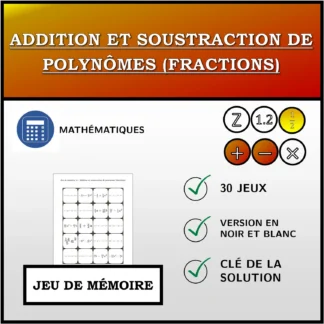 Jeu de mémoire: Addition et soustraction de polynômes (fractions)