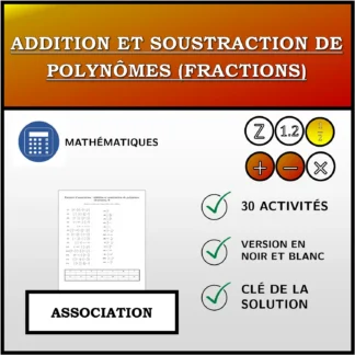Exercice d'association: Addition et soustraction de polynômes (fractions)