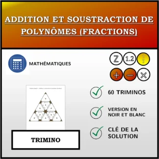 Trimino: Addition et soustraction de polynômes (fractions)