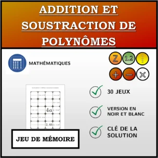 Jeu de mémoire: Addition et soustraction de polynômes
