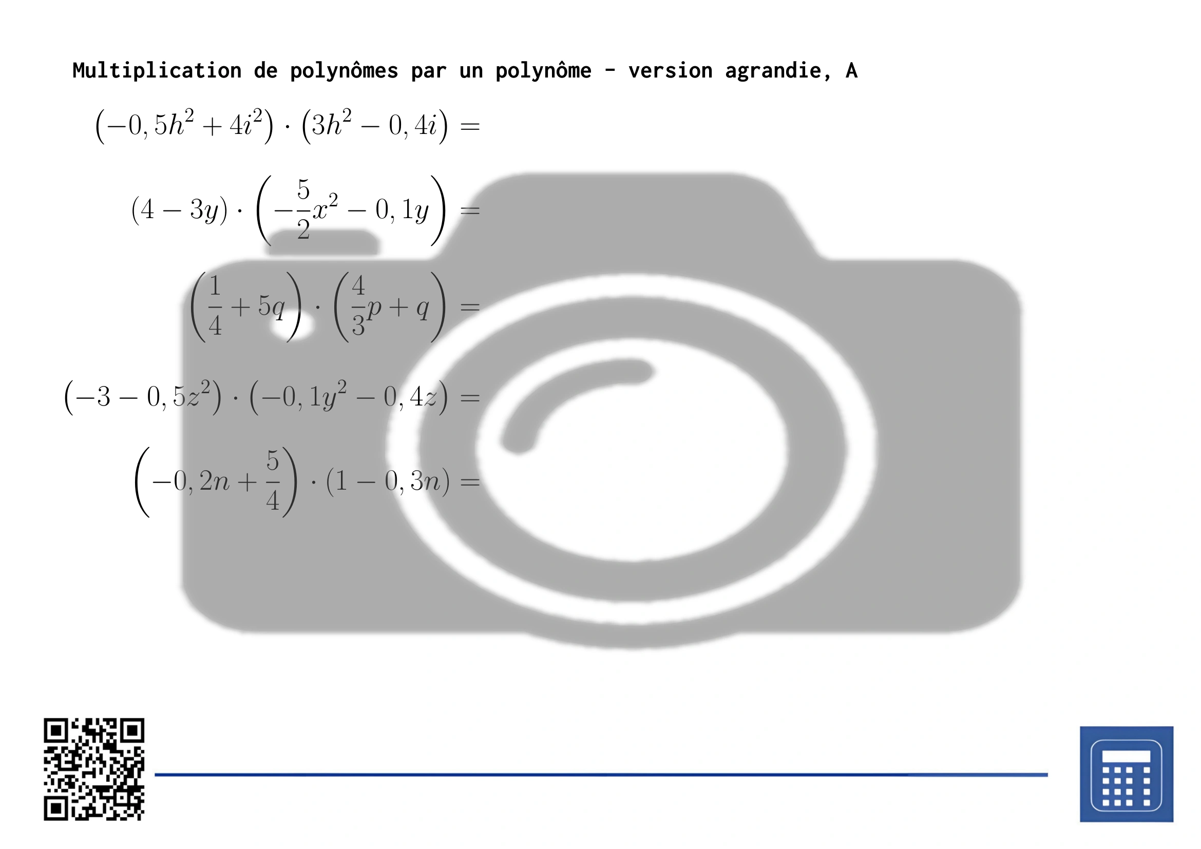 Fiche d'exercices: Multiplication de polynômes par un polynôme – Image 3