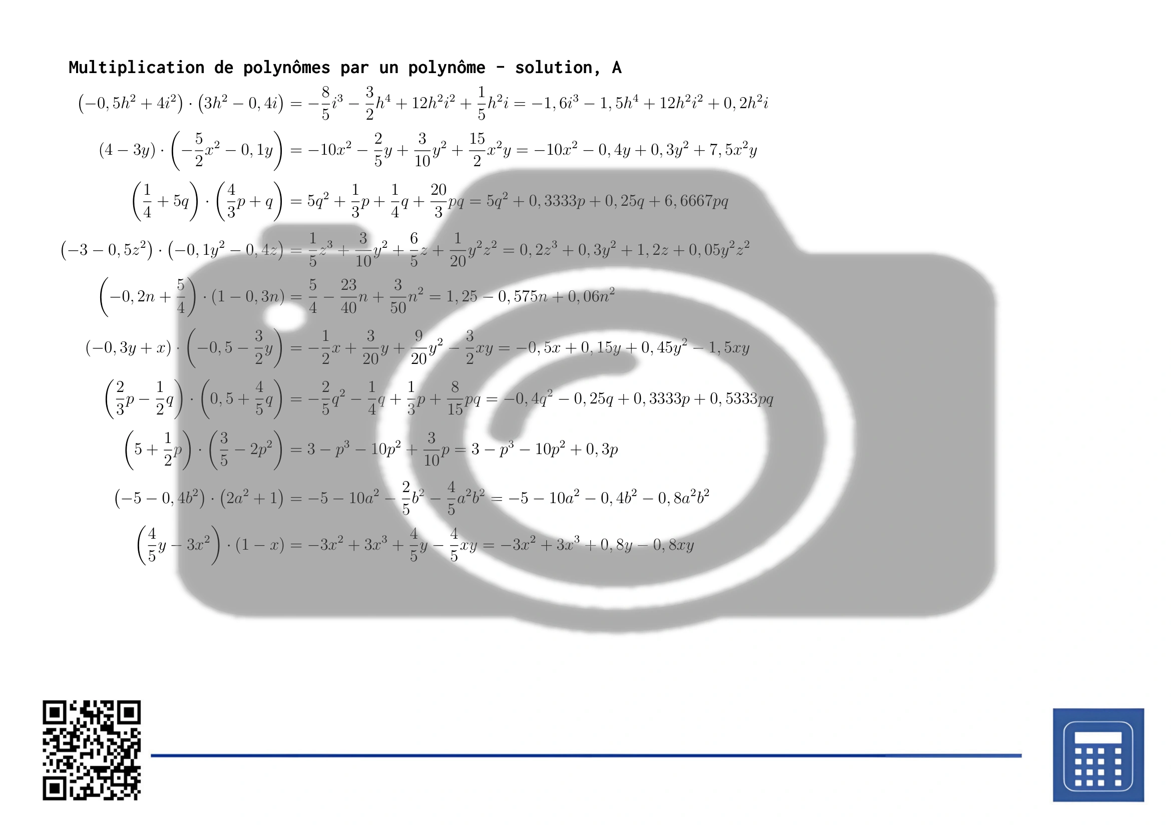 Fiche d'exercices: Multiplication de polynômes par un polynôme – Image 4