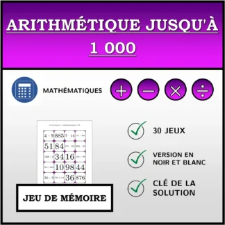 Jeu de mémoire: Arithmétique jusqu'à 1 000