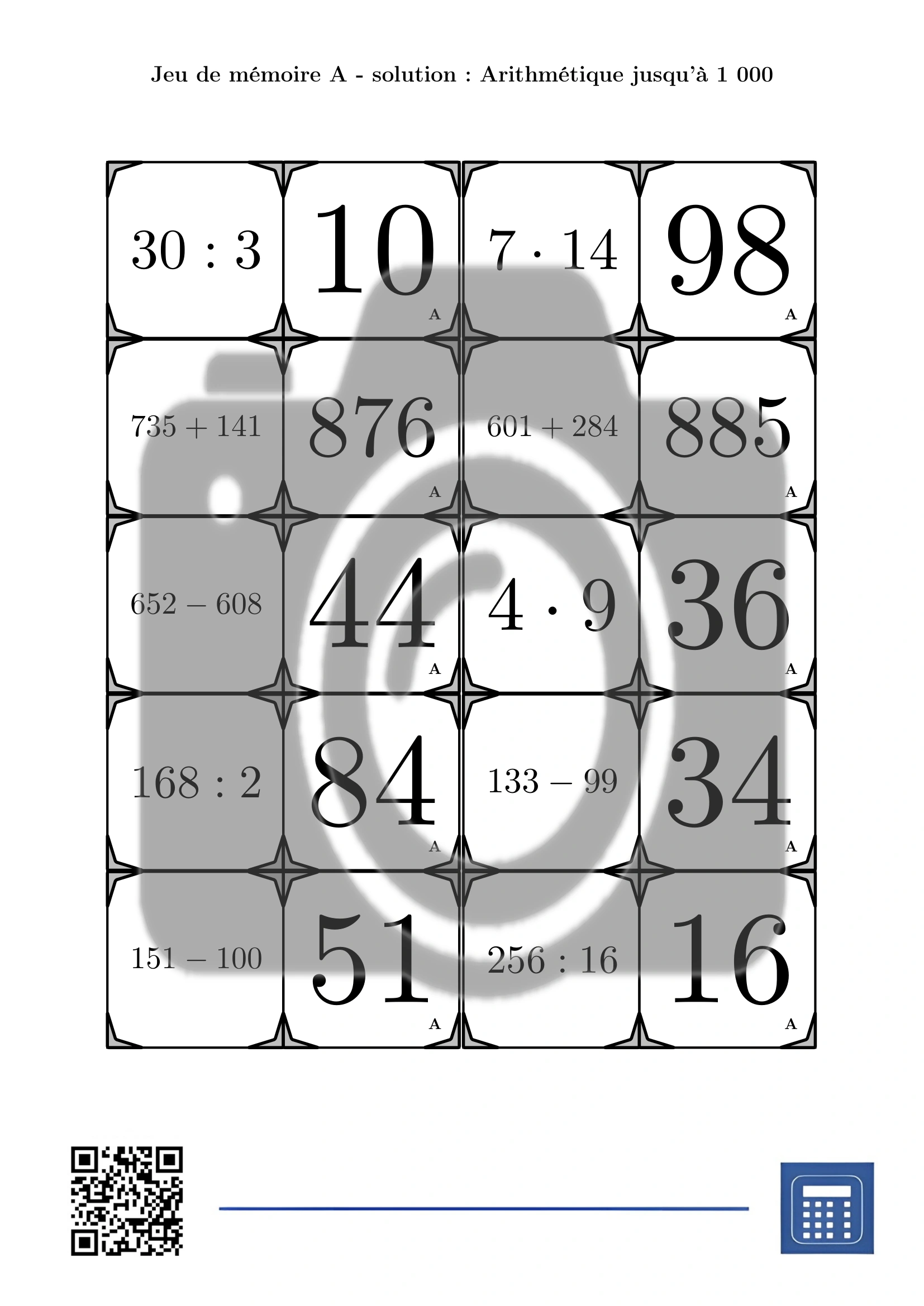 Jeu de mémoire: Arithmétique jusqu'à 1 000 – Image 4