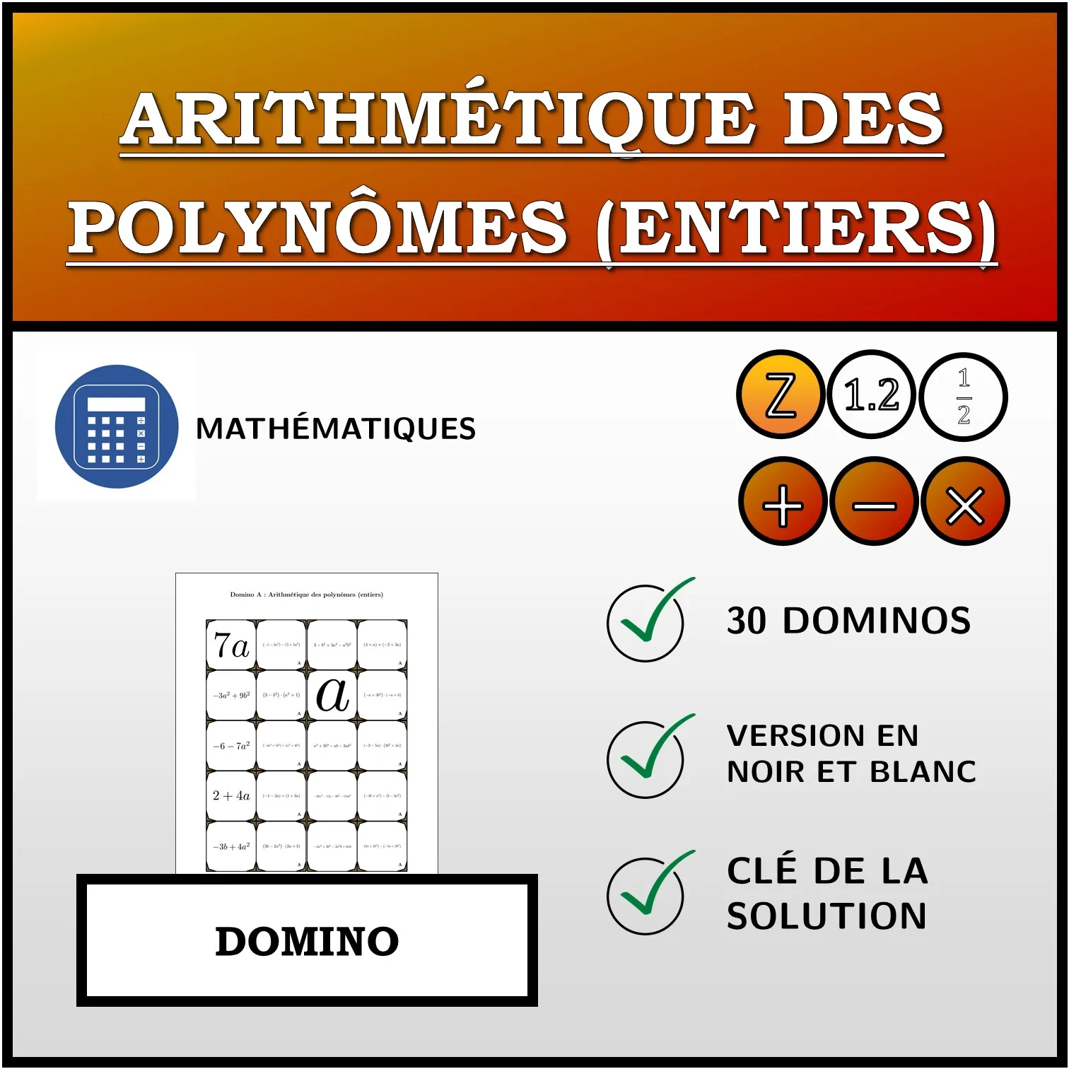 Domino: Arithmétique des polynômes (entiers)