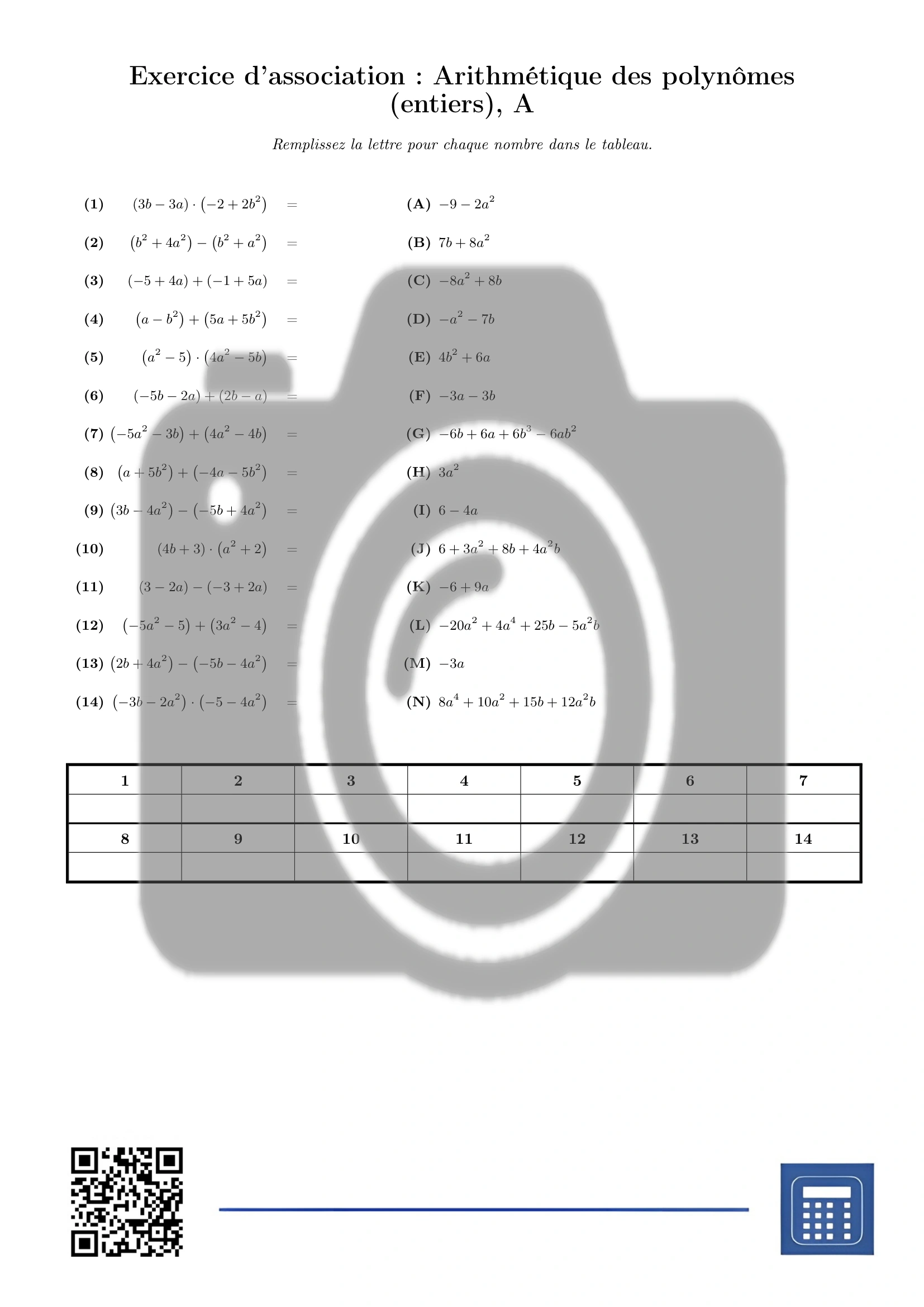 Exercice d'association: Arithmétique des polynômes (entiers) – Image 2