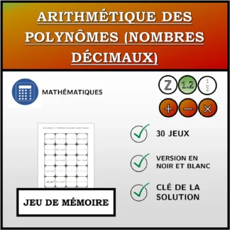 Jeu de mémoire: Arithmétique des polynômes (nombres décimaux)