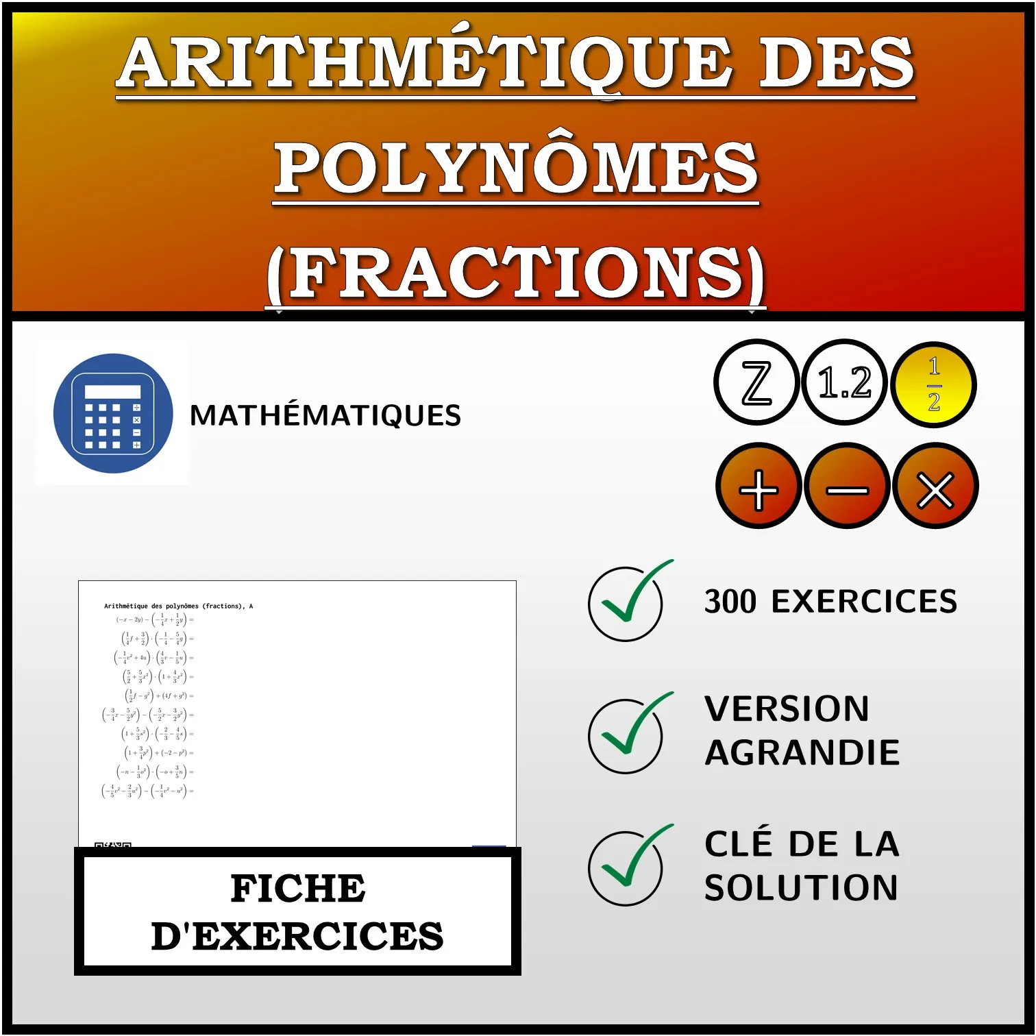 Fiche d'exercices: Arithmétique des polynômes (fractions)