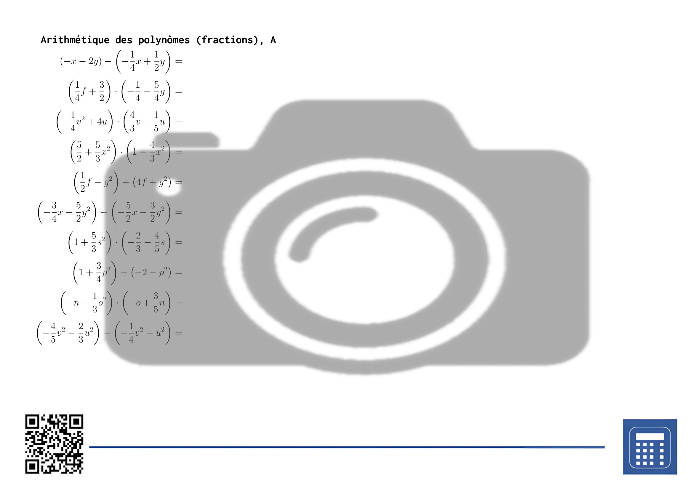 Fiche d'exercices: Arithmétique des polynômes (fractions) – Image 2