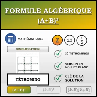 Tétromino: Formule algébrique (A+B)², simplification (entiers)