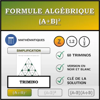 Trimino: Formule algébrique (A+B)², simplification (entiers)
