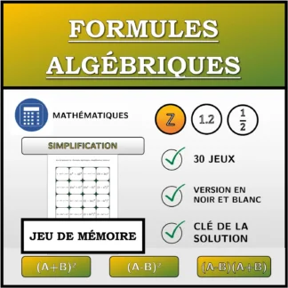 Jeu de mémoire: Formules algébriques, simplification (entiers)