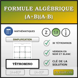 Tétromino: Formule algébrique (A+B)(A-B), simplification (nombres décimaux)