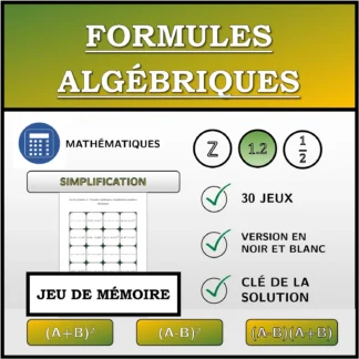 Jeu de mémoire: Formules algébriques, simplification (nombres décimaux)