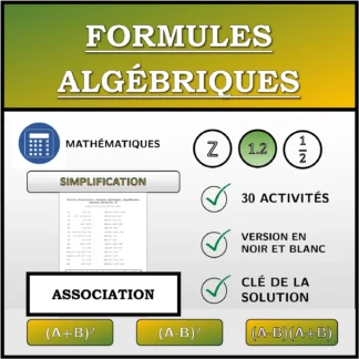 Exercice d'association: Formules algébriques, simplification (nombres décimaux)