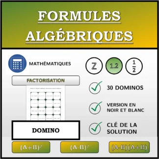Domino: Formules algébriques, factorisation (nombres décimaux)