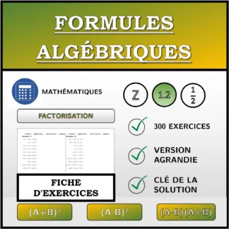 Fiche d'exercices: Formules algébriques, factorisation (nombres décimaux)