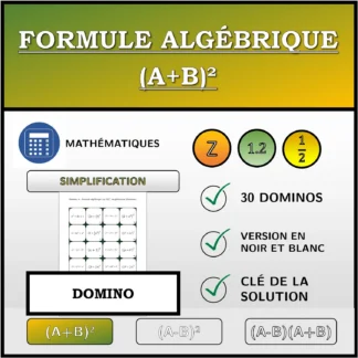 Domino: Formule algébrique (A+B)², simplification (fractions)