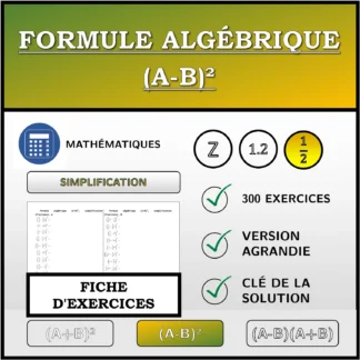 Fiche d'exercices: Formule algébrique (A-B)², simplification (fractions)