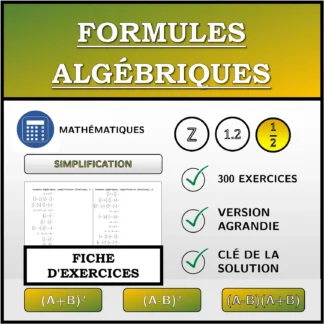 Fiche d'exercices: Formules algébriques, simplification (fractions)