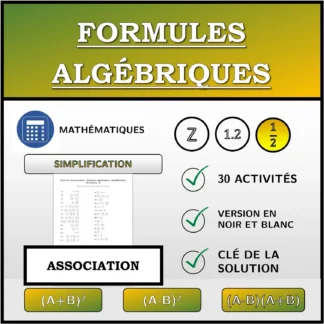 Exercice d'association: Formules algébriques, simplification (fractions)