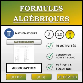Exercice d'association: Formules algébriques, factorisation (fractions)