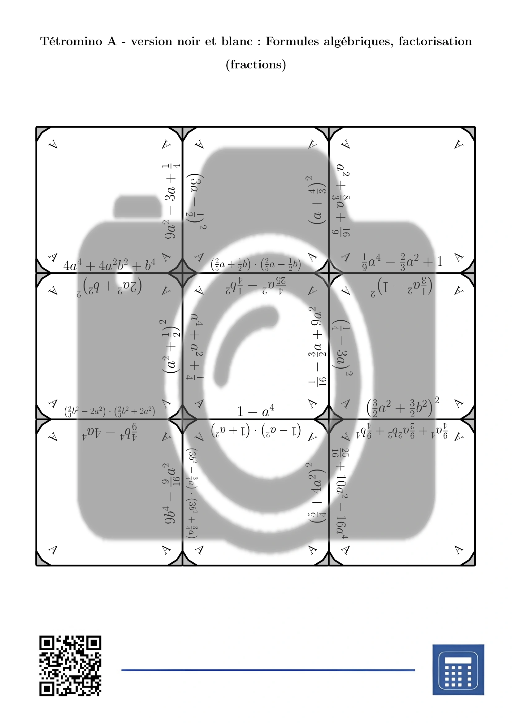 Tétromino: Formules algébriques, factorisation (fractions) – Image 3