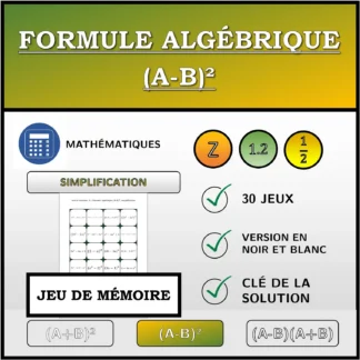 Jeu de mémoire: Formule algébrique (A-B)², simplification