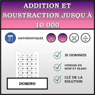 Domino: Addition et soustraction jusqu'à 10 000
