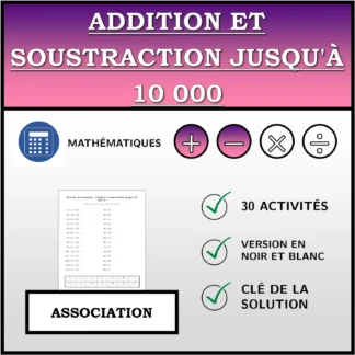Exercice d'association: Addition et soustraction jusqu'à 10 000