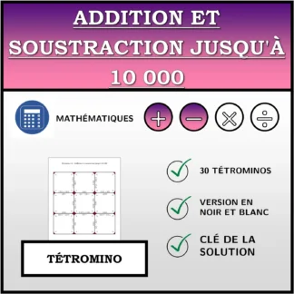 Tétromino: Addition et soustraction jusqu'à 10 000