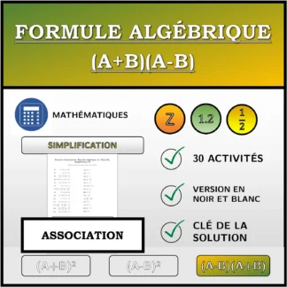 Exercice d'association: Formule algébrique (A+B)(A-B), simplification