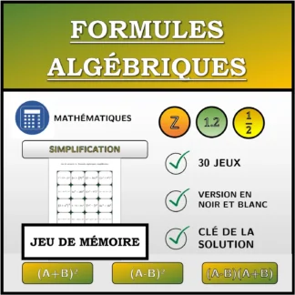 Jeu de mémoire: Formules algébriques, simplification