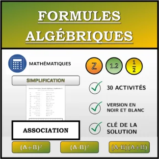 Exercice d'association: Formules algébriques, simplification