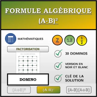 Domino: Formule algébrique (A-B)², factorisation
