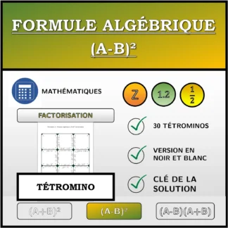 Tétromino: Formule algébrique (A-B)², factorisation
