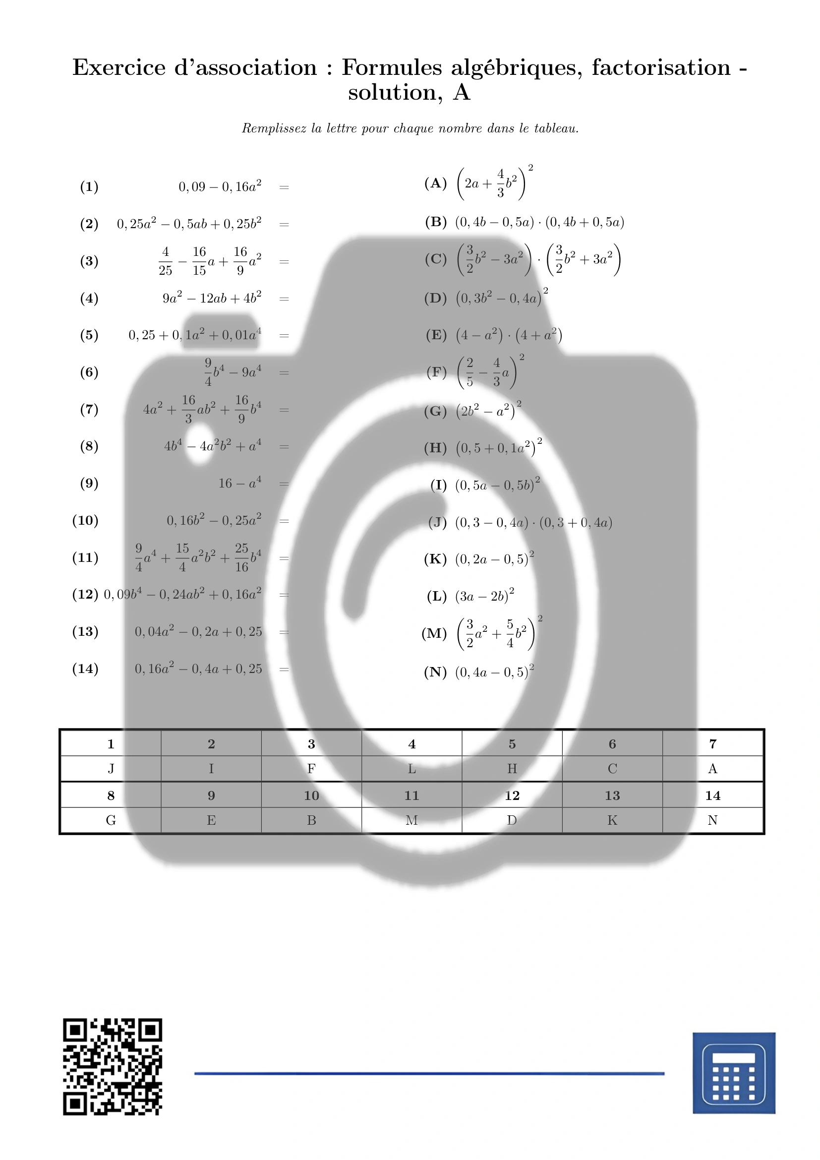 Exercice d'association: Formules algébriques, factorisation – Image 3