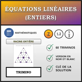 Trimino: Équations linéaires (entiers), solution entière