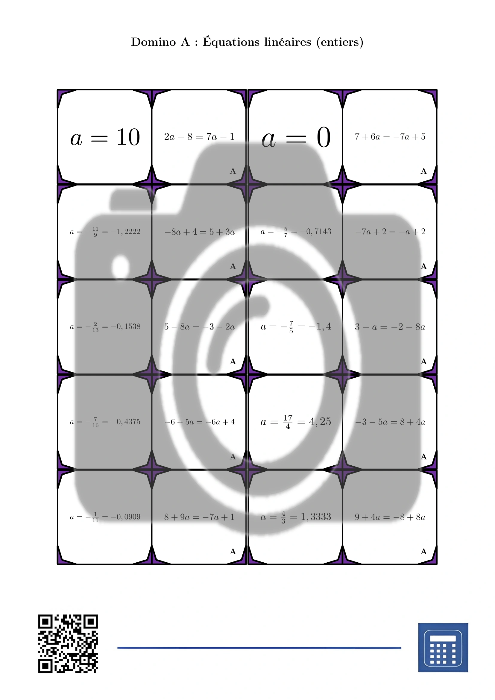 Domino: Équations linéaires (entiers) – Image 2