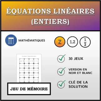 Jeu de mémoire: Équations linéaires (entiers)