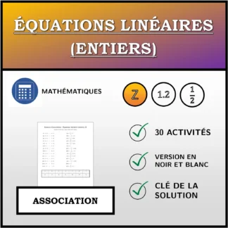 Exercice d'association: Équations linéaires (entiers)