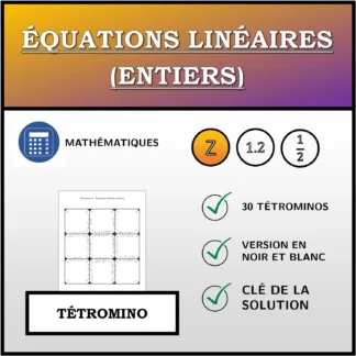 Tétromino: Équations linéaires (entiers)