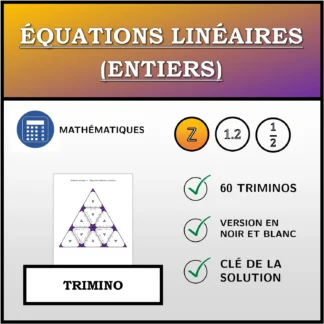 Trimino: Équations linéaires (entiers)