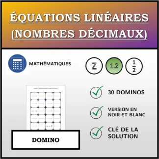 Domino: Équations linéaires (nombres décimaux)