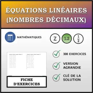 Fiche d'exercices: Équations linéaires (nombres décimaux)