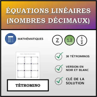 Tétromino: Équations linéaires (nombres décimaux)