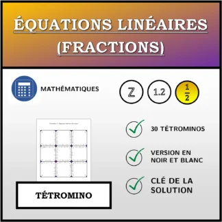 Tétromino: Équations linéaires (fractions)