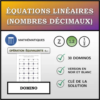 Domino: Équations linéaires (nombres décimaux), transformation équivalente (addition, soustraction)