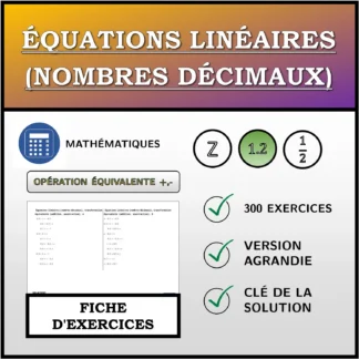 Fiche d'exercices: Équations linéaires (nombres décimaux), transformation équivalente (addition, soustraction)